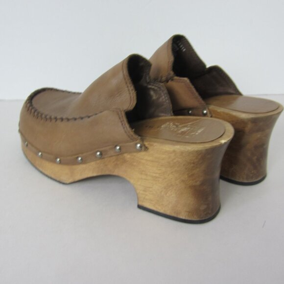 Vintage Candies Platform Clog Womens 8 Wooden Leather Y2K Chunky Hippie Festival - Picture 5 of 10